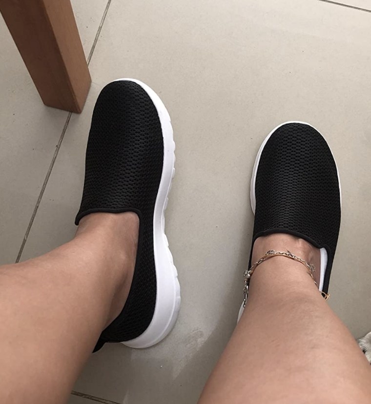 The black and white walking shoes
