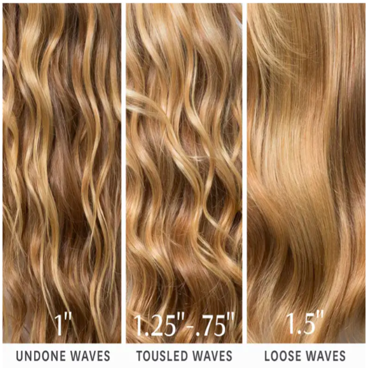 A graphic showing the curls created by each barrel in the set