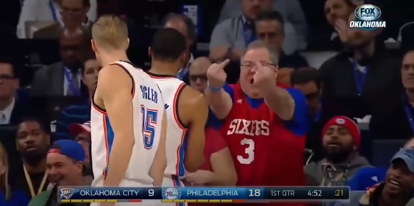 Fan raises middle fingers mere feet away from Russell Westbrook