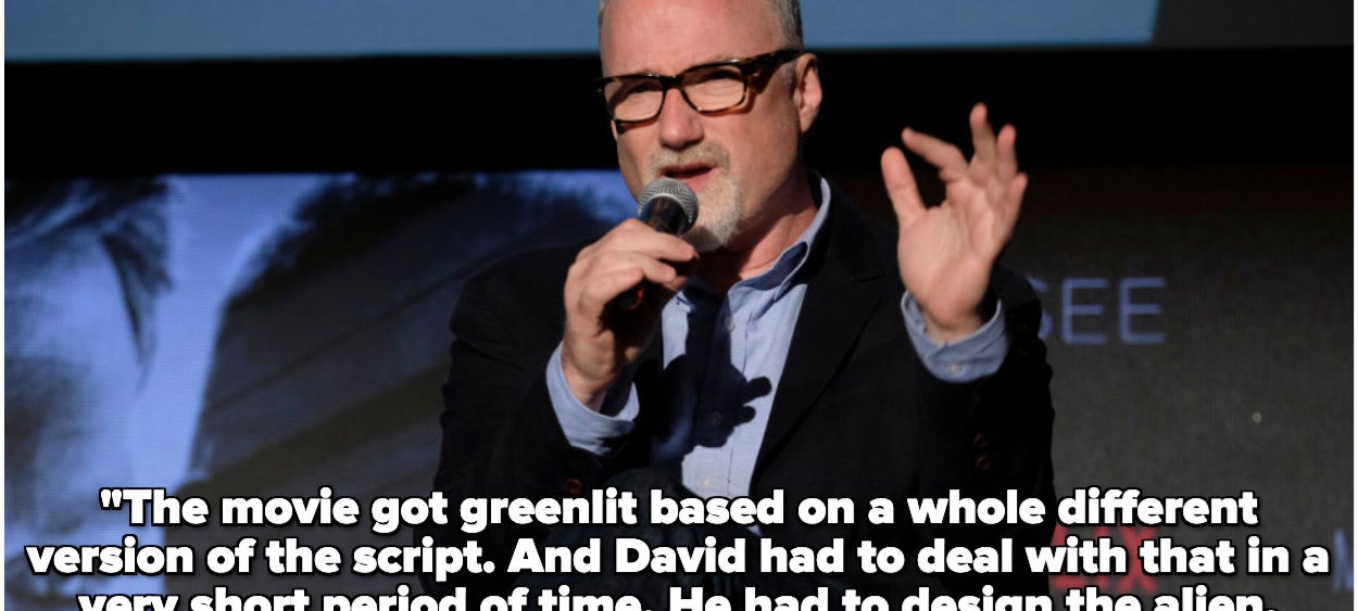 A picture of David Fincher, with a quote overlay about David Fincher struggling with Alien 3
