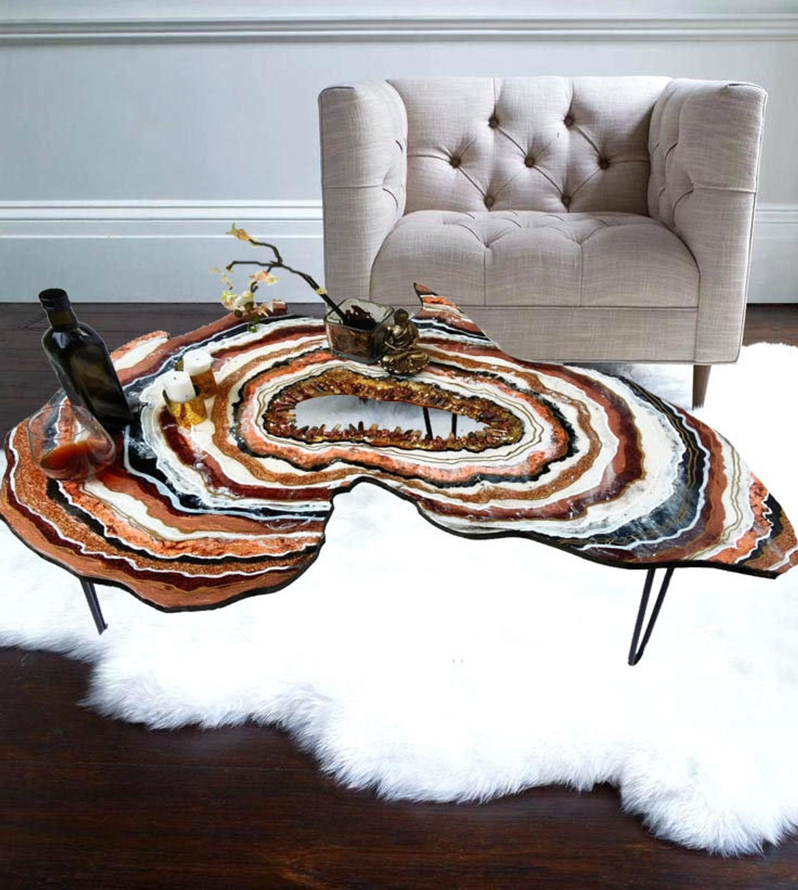 geode table in the shape of Africa
