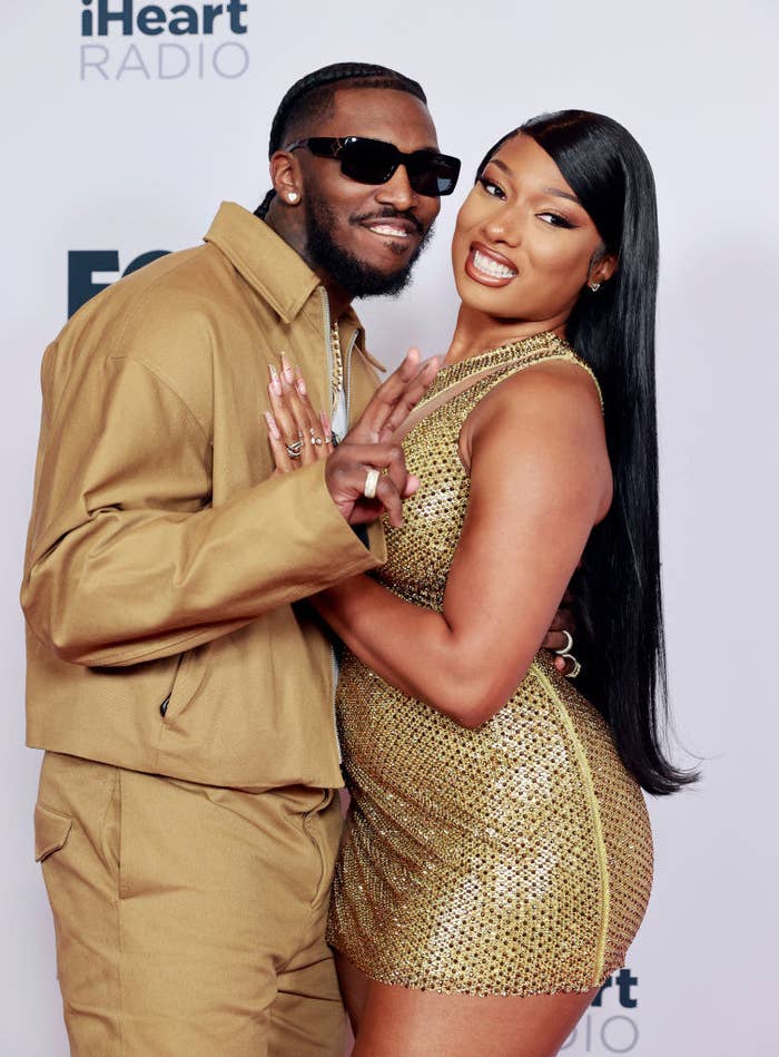 (L-R) Pardison Fontaine and Megan Thee Stallion attend the 2021 iHeartRadio Music Awards 