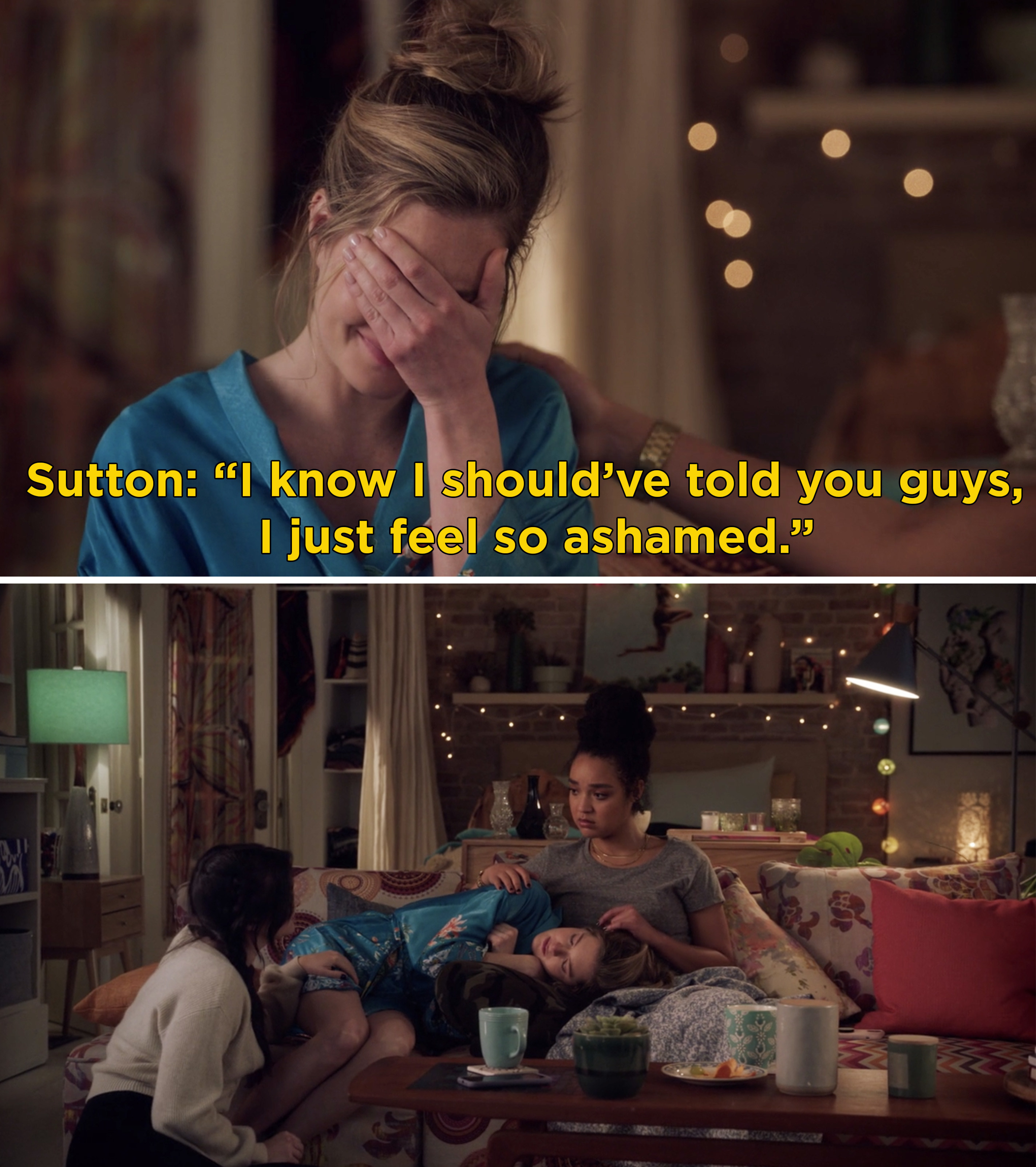 Sutton saying, &quot;I know I should&#x27;ve told you guys, I just feel so ashamed&quot;