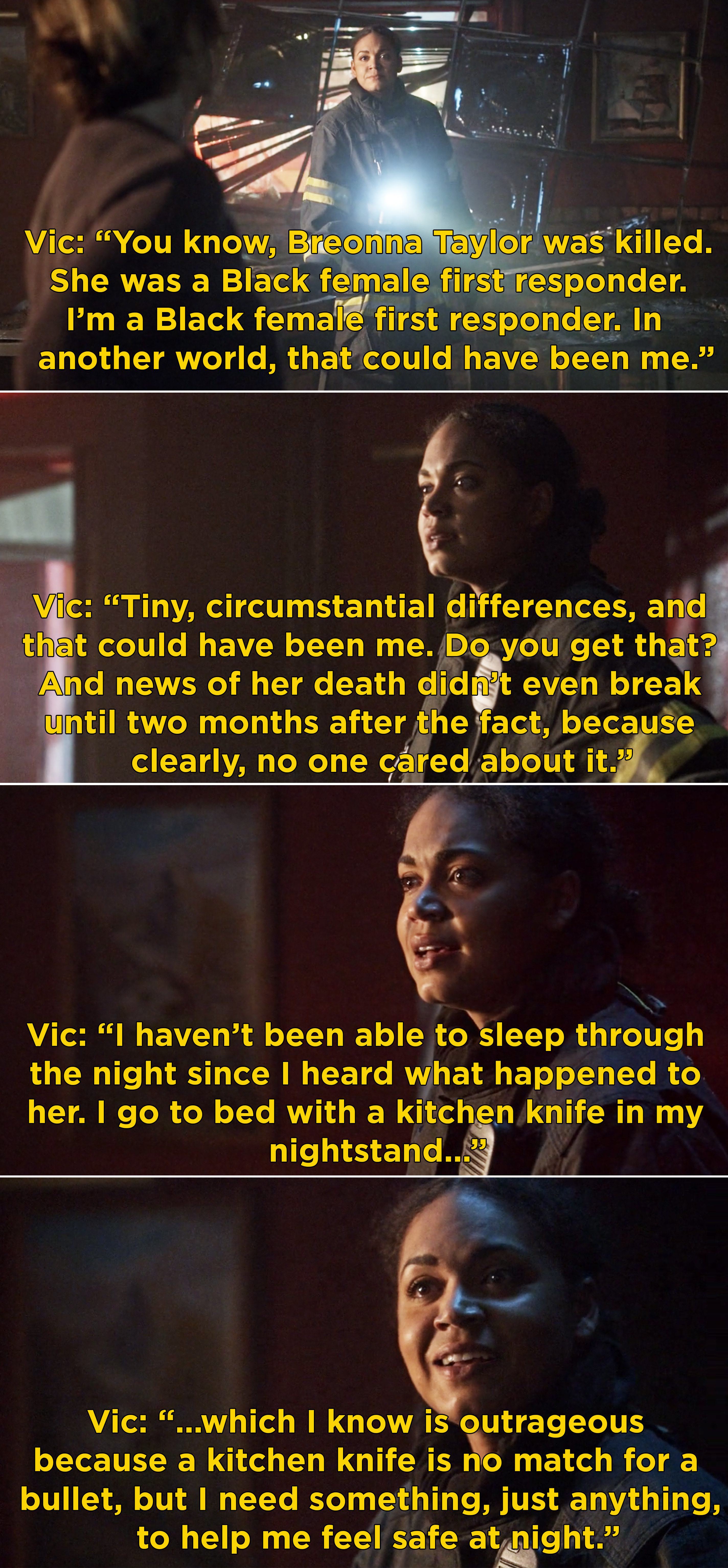 Vic saying how she&#x27;s scared after Breonna Taylor was killed because that could&#x27;ve been her