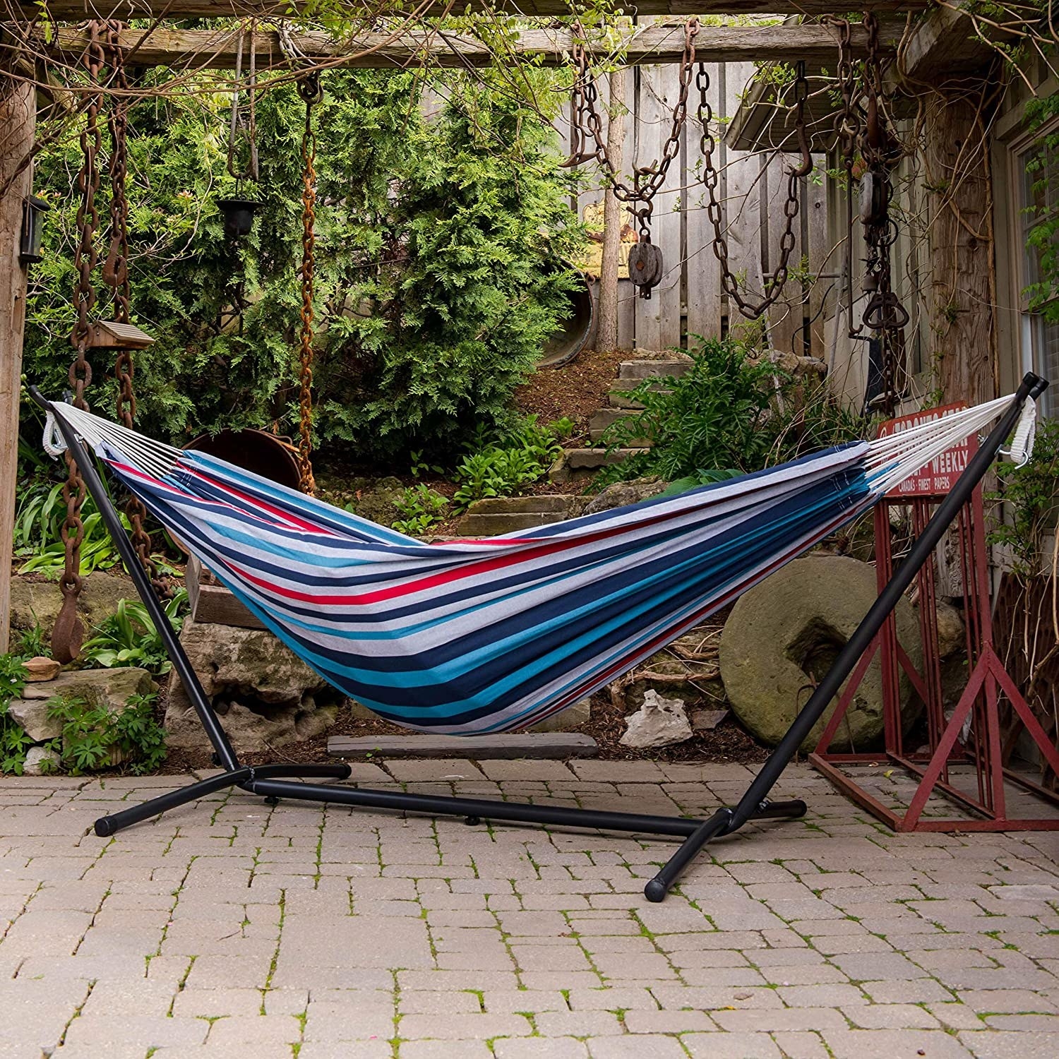The hammock on a patio