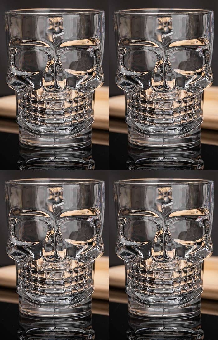 Set of four skull glasses for drinking