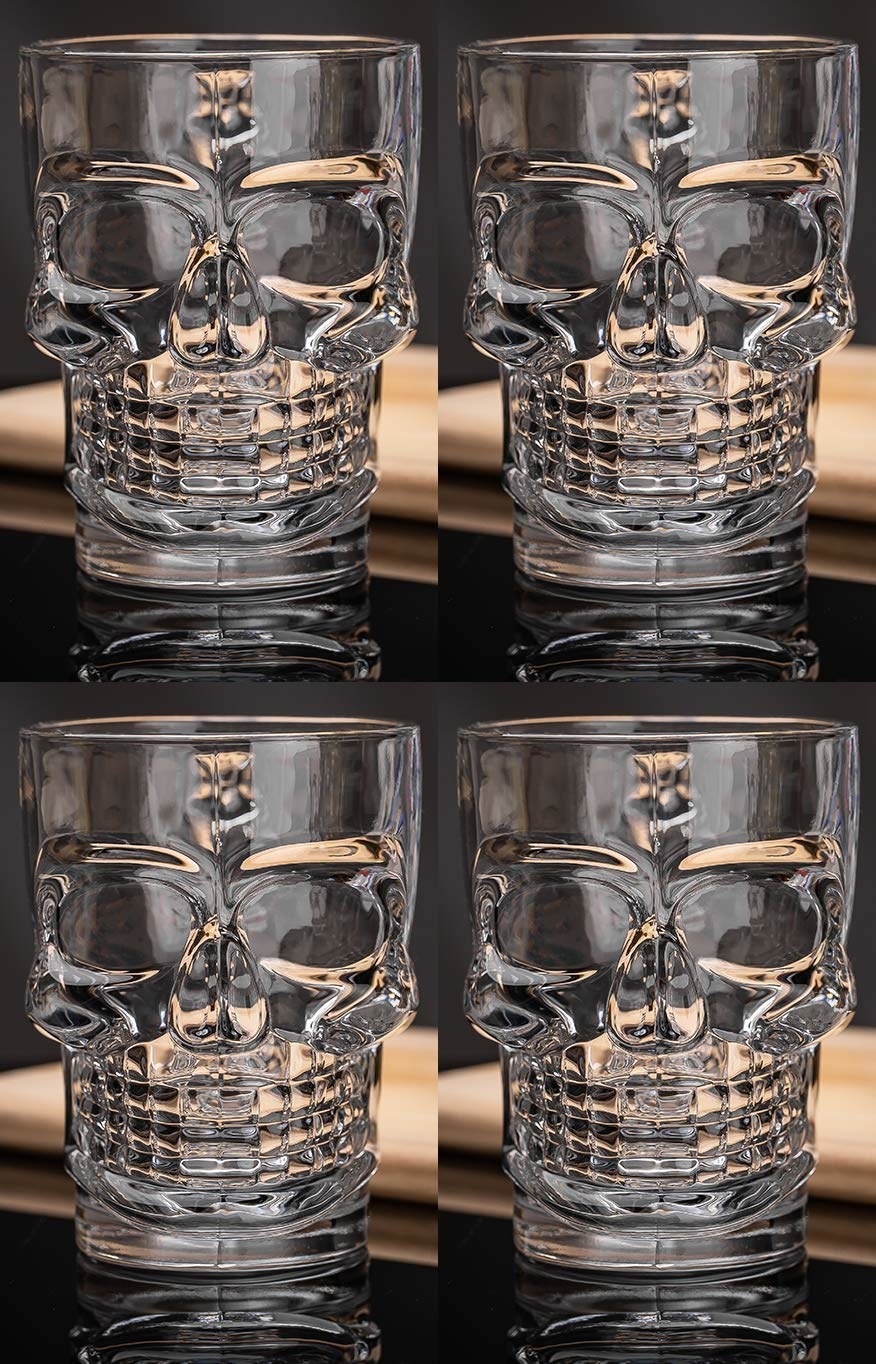Four skull shaped glasses to hold your beverages