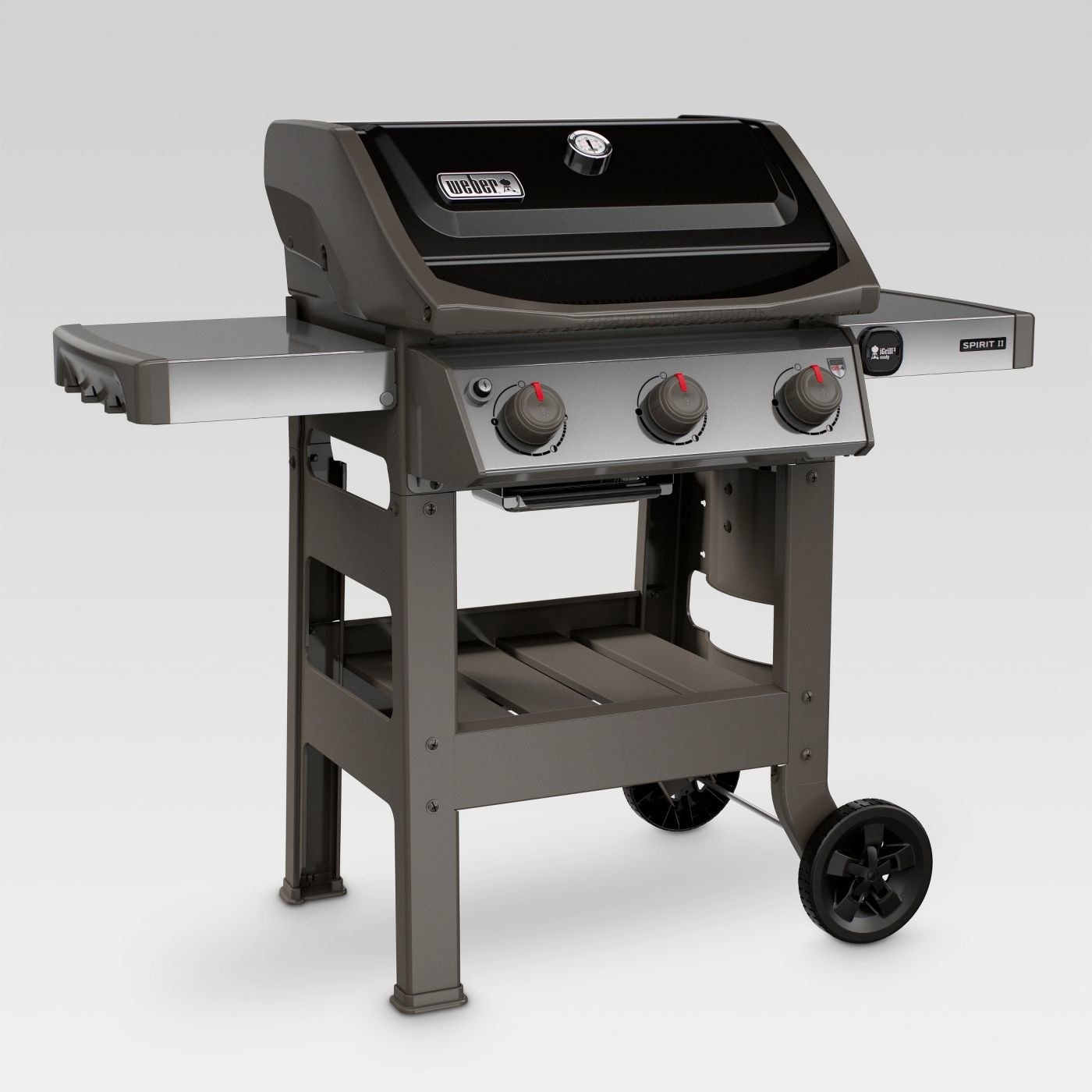 The three-burner LP gas grill with side tables