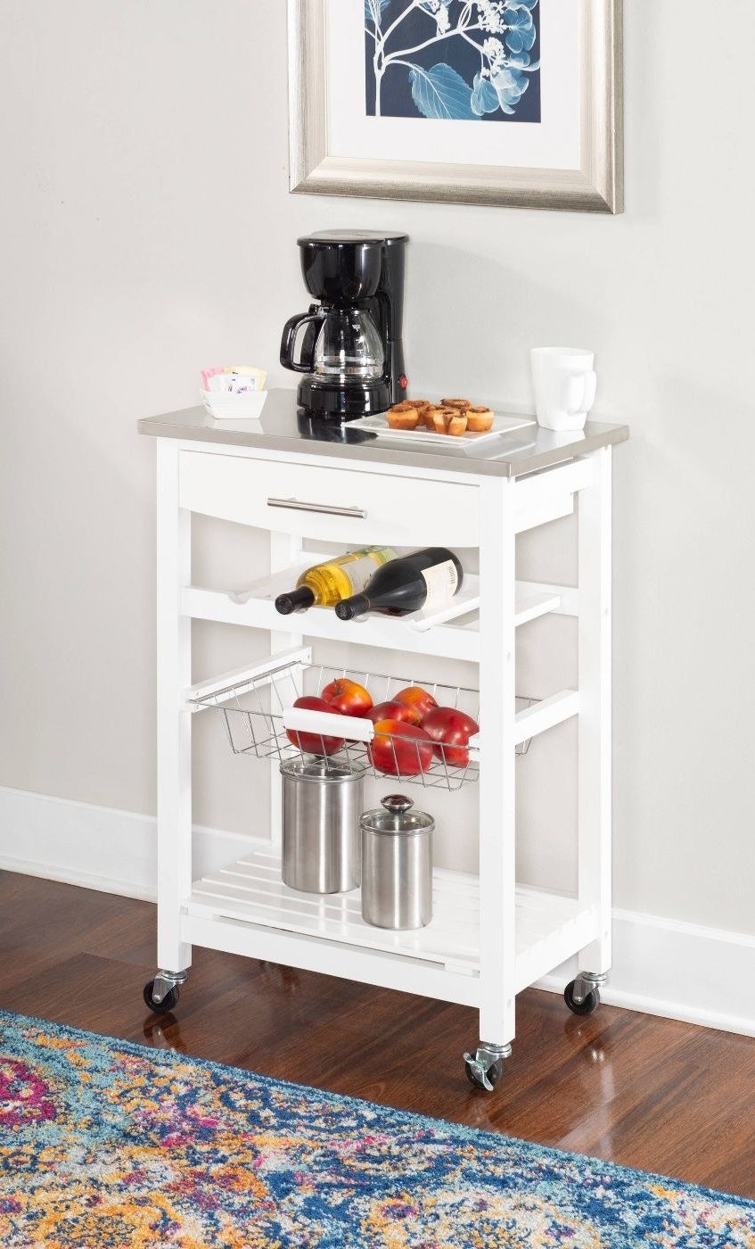A kitchen cart in a home