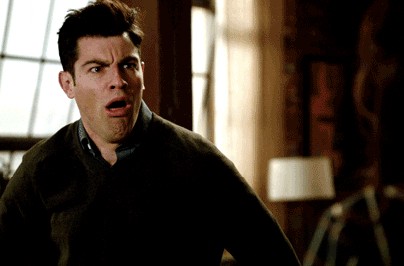 Disgusted Schmidt from New Girl, gagging
