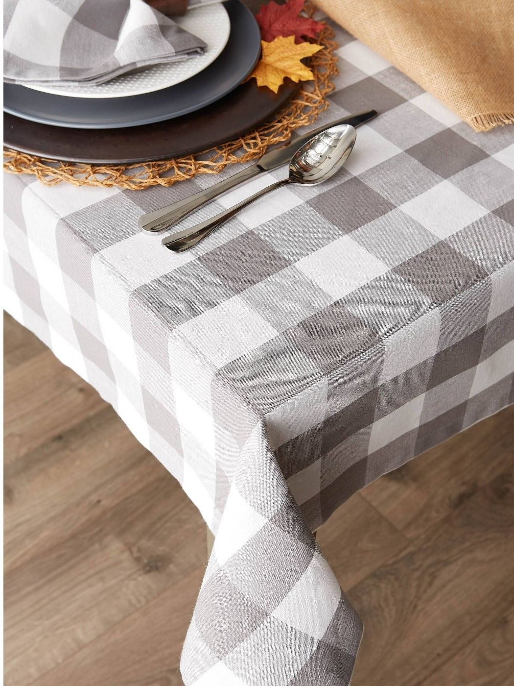 A plaid tablecloth in a home