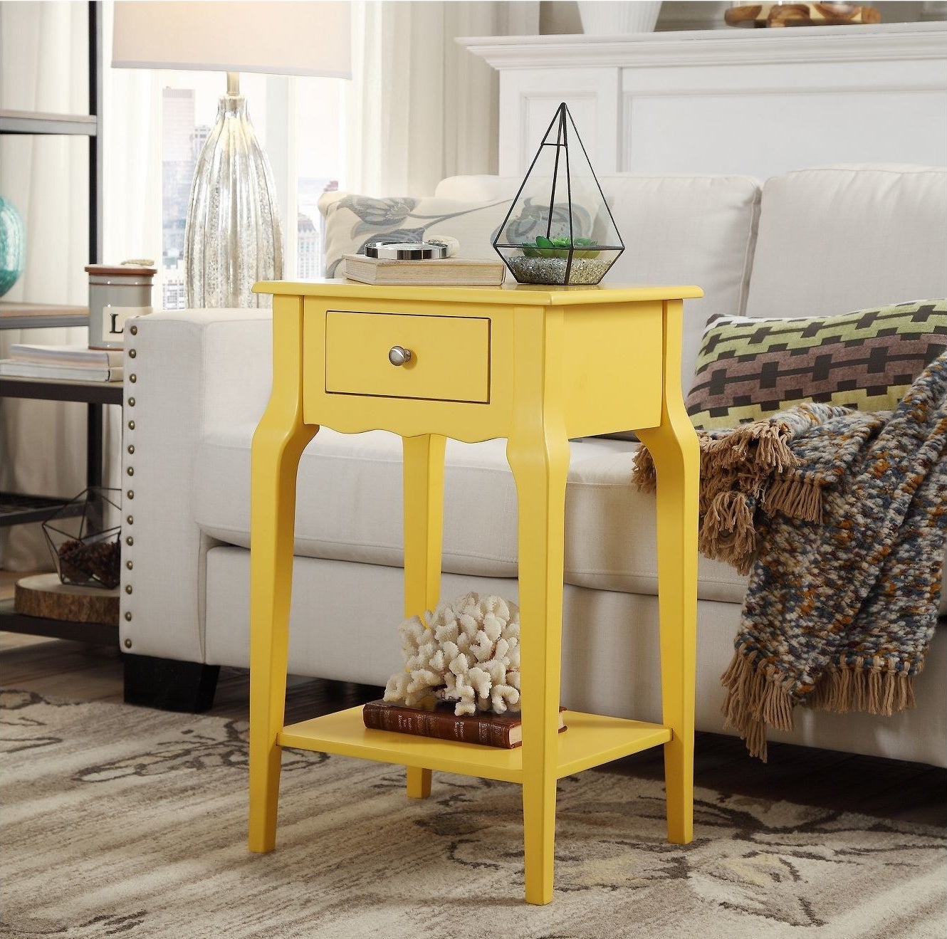 A yellow table in a home