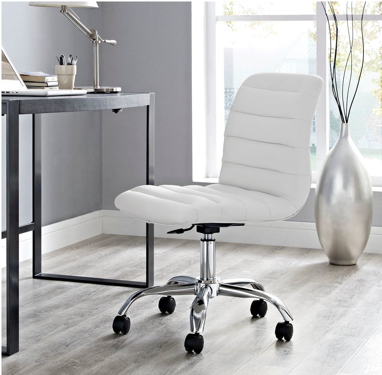 A white desk chair in a home