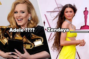 A side by side photo of Adele and Zendaya