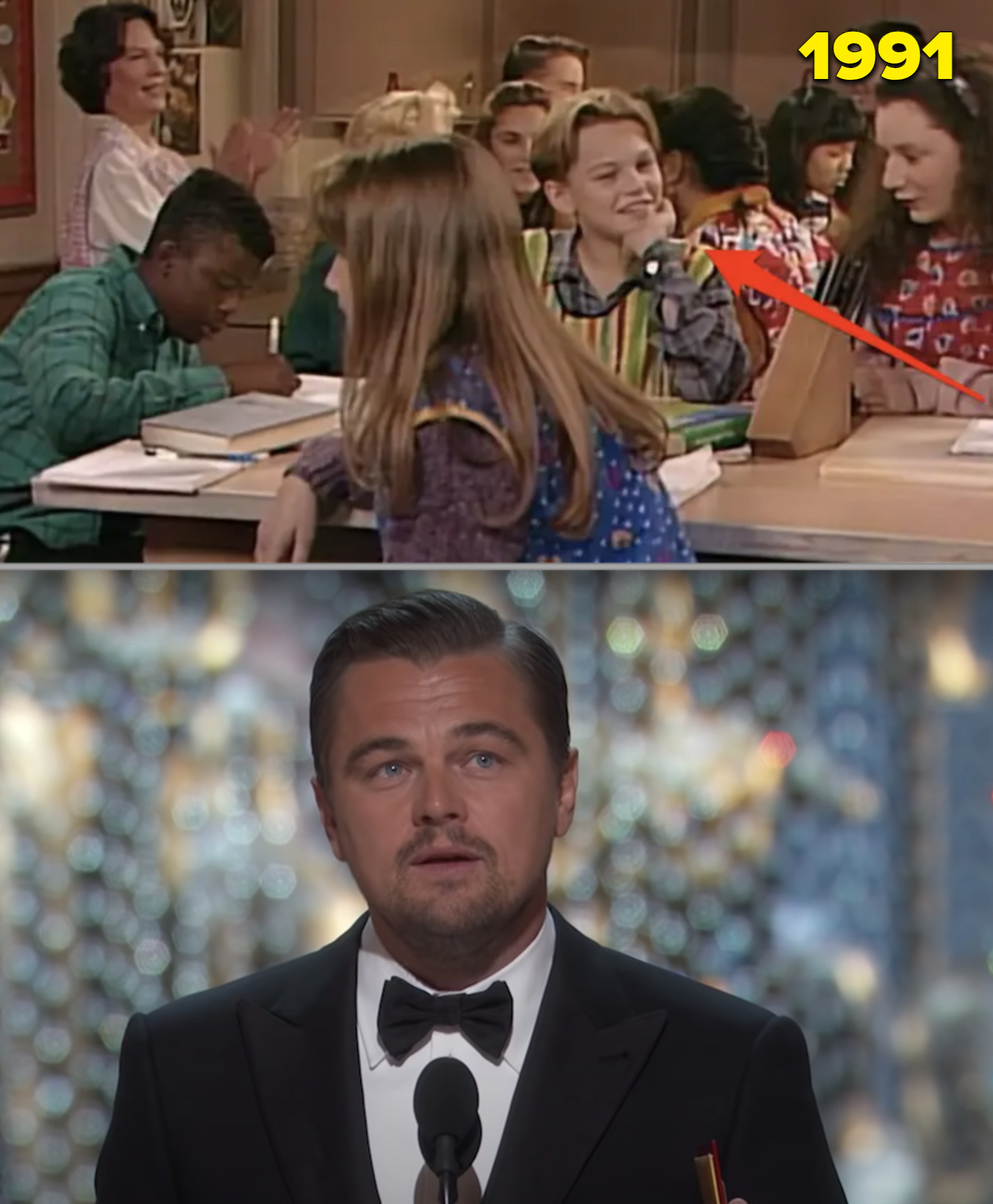 Leo as a child on &quot;Roseanne&quot; vs. him accepting his Oscar