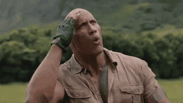 The Rock saying &quot;wow&quot; and touching his head in Jumanji: Welcome to the Jungle