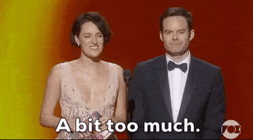 Phoebe Waller-Bridge saying &quot;a bit too much&quot; at the Emmys