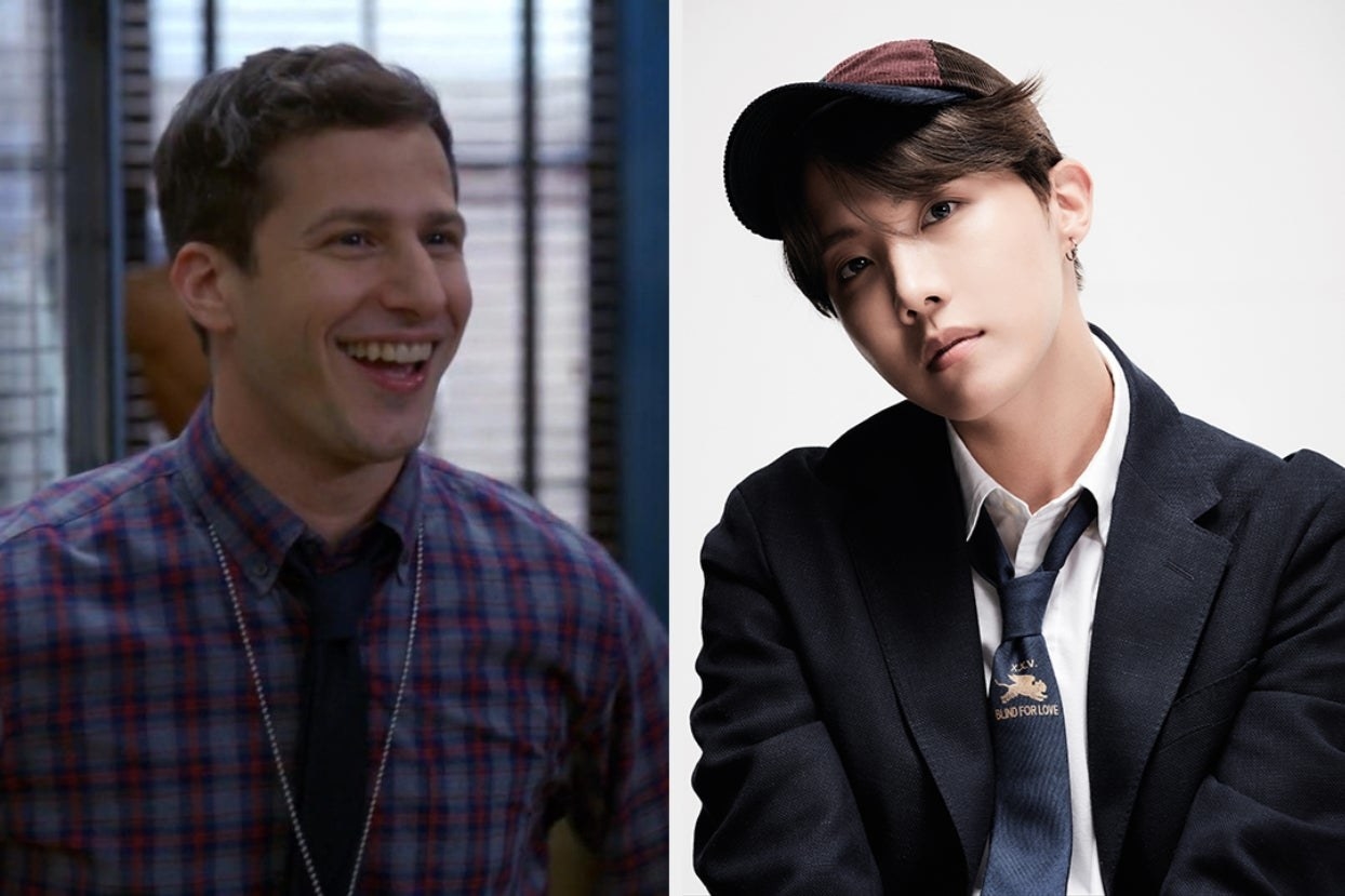 Jake Peralta from Brooklyn Nine-Nine next to an image of J-Hope 