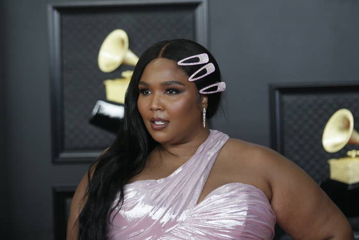Lizzo at the Grammys in March 2021