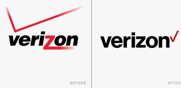 Old Verizon logo versus new Verizon logo