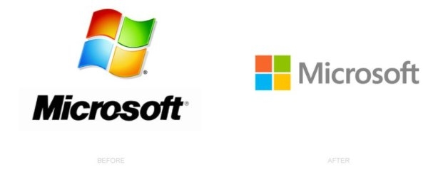 Old Microsoft logo versus new Microsoft logo