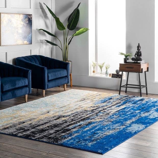 Multicolored rug on floor