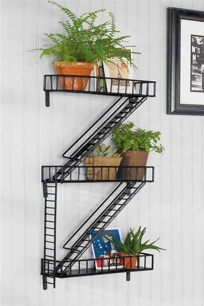 Tiny fire escape as wall decor