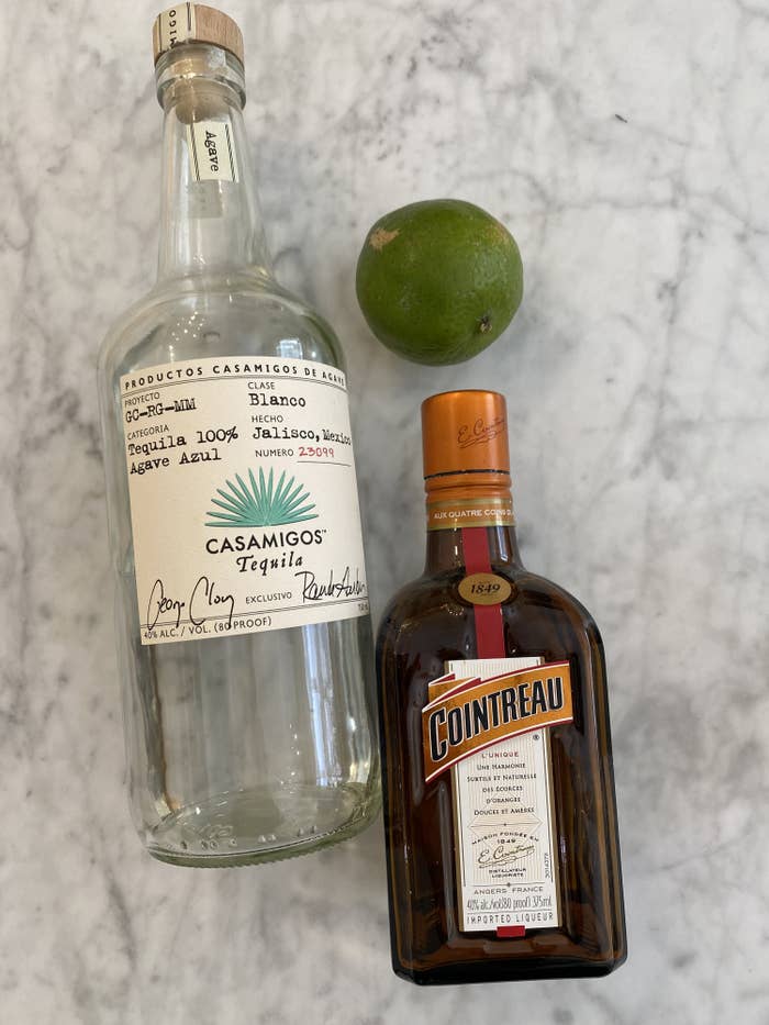 Blanco tequila, Cointreau, and limes.