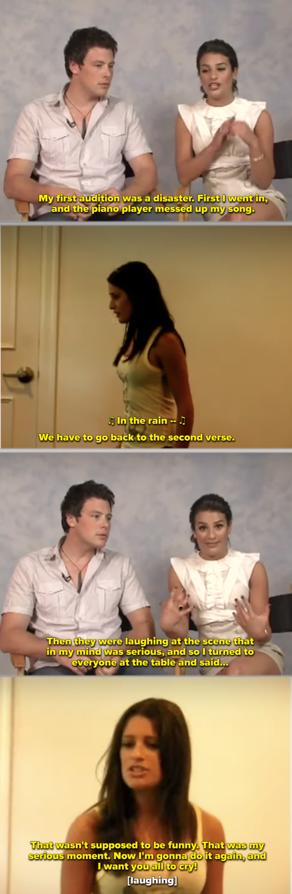 Lea talking about her audition