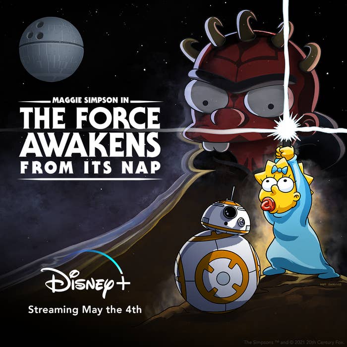 A poster for the short that has Maggie holding up a lightsaber while standing next to BB-8