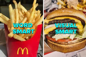 McDonald's Fries and a double cheeseburger from In N Out