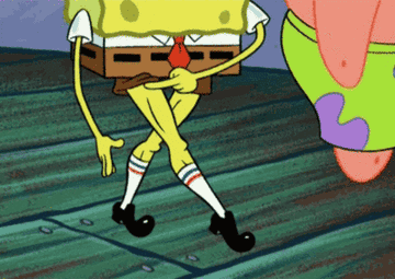 a gif of Spongebob showing of their legs 