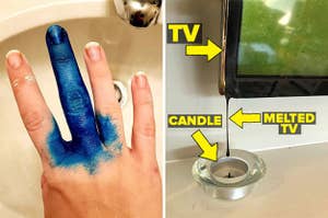 A finger coated in hair dye and a candle that melted a television 