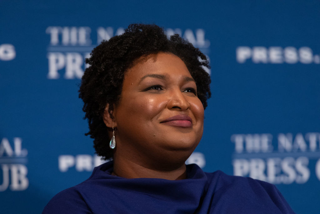 Stacey Abrams speaks to attendees at the National Press Club Headliners Luncheon in Washington, D.C.