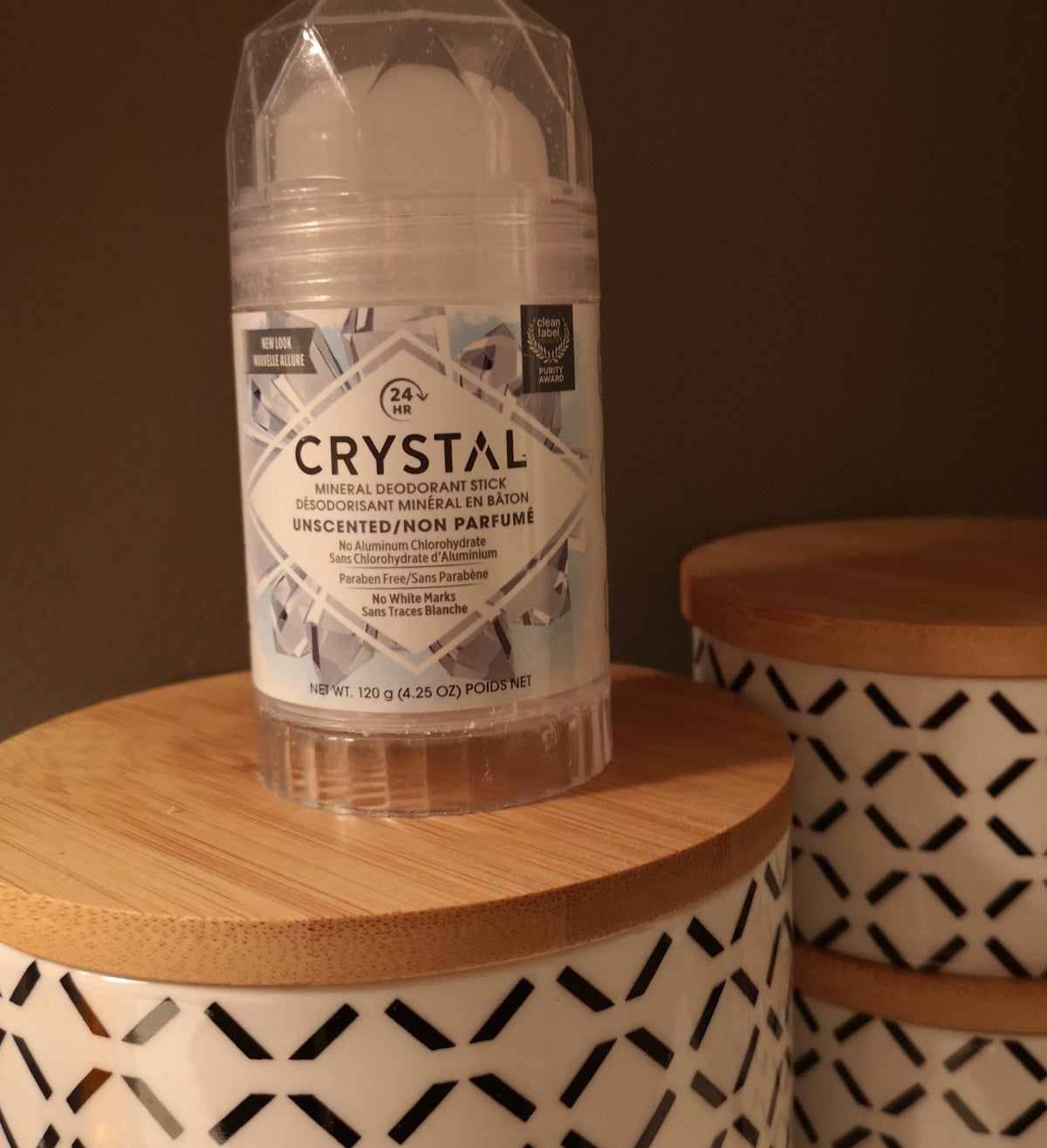 A crystal mineral deodorant stick in unscented 