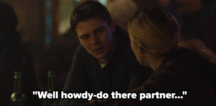 Evan Peters saying "Well howdy-do there partner" to Mare