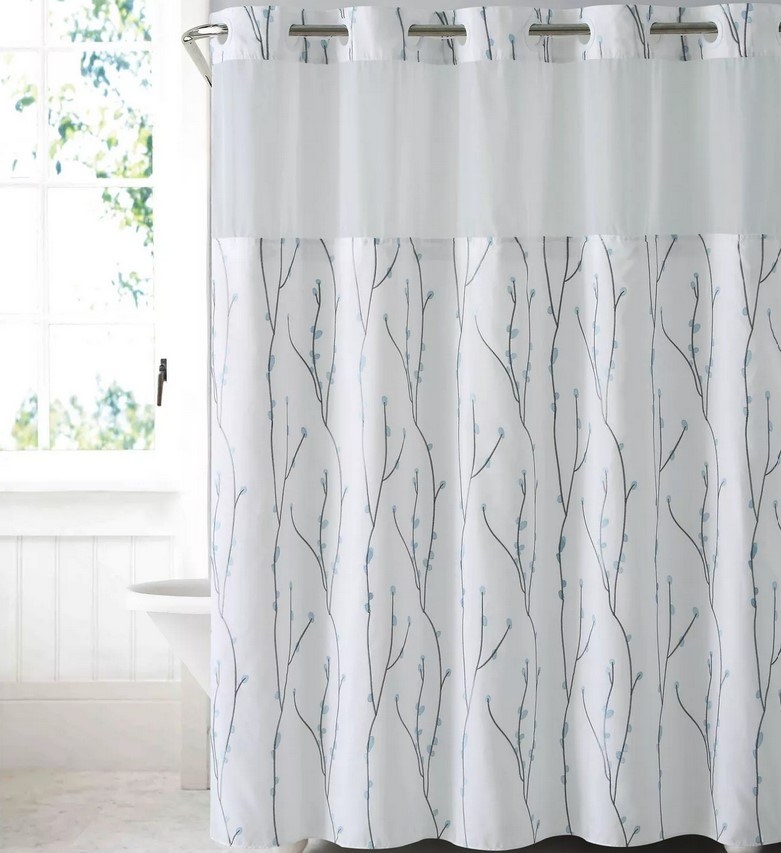 The shower curtain in the color White/Blue
