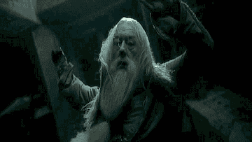 Dumbledore begins to fall backwards