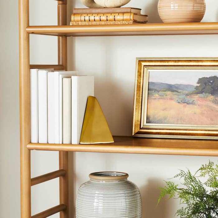Gold bookend in a home