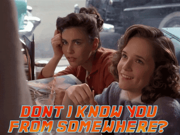 Lea Thompson as a schoolgirl asking, &quot;Don&#x27;t I know you from somewhere?&quot;