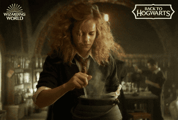 Flustered Hermione Granger stirs a cauldron in &quot;Harry Potter and the Half-Blood Prince.&quot;