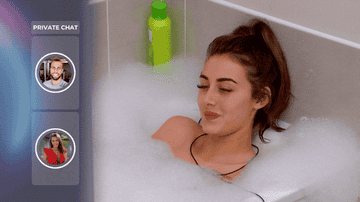Chloe in the bath while chatting with Mitchell 