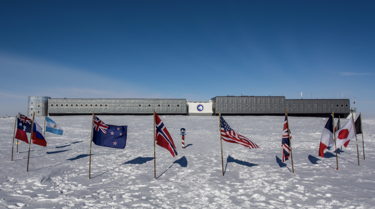 flags outside the station