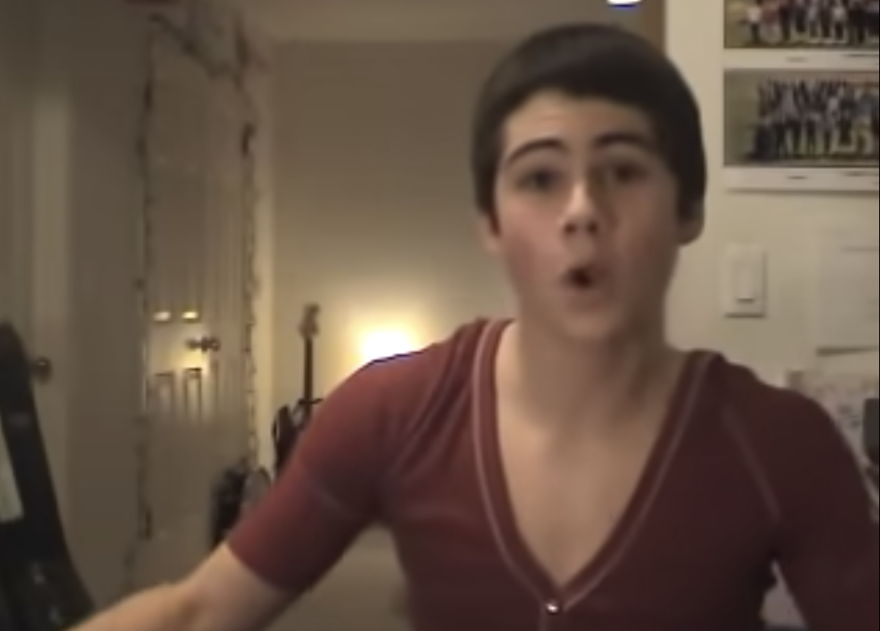 Dylan O'Brien singing in a YouTube video