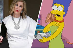 Moira Rose and Marge Simpson