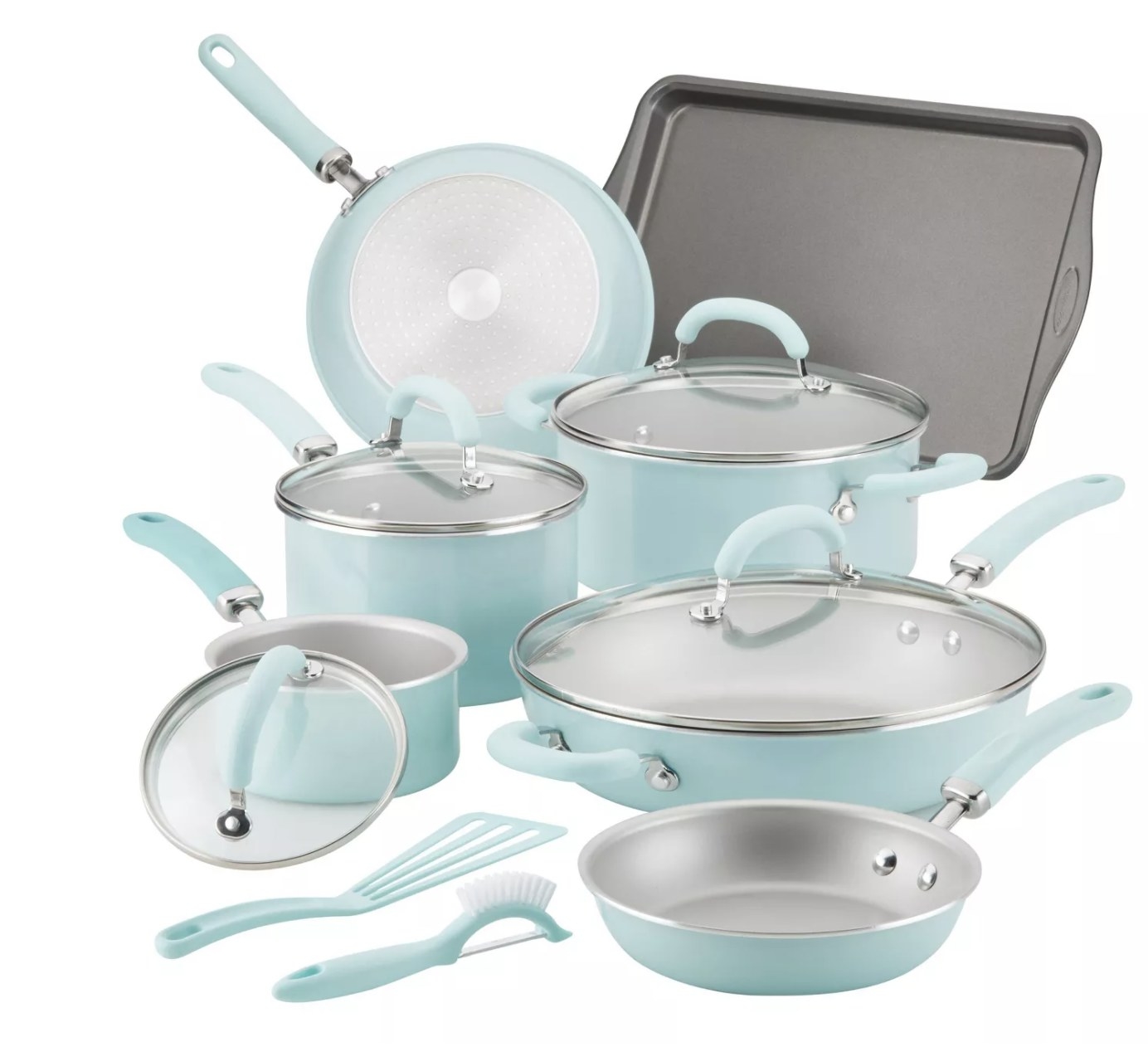 Cookware set in the color teal