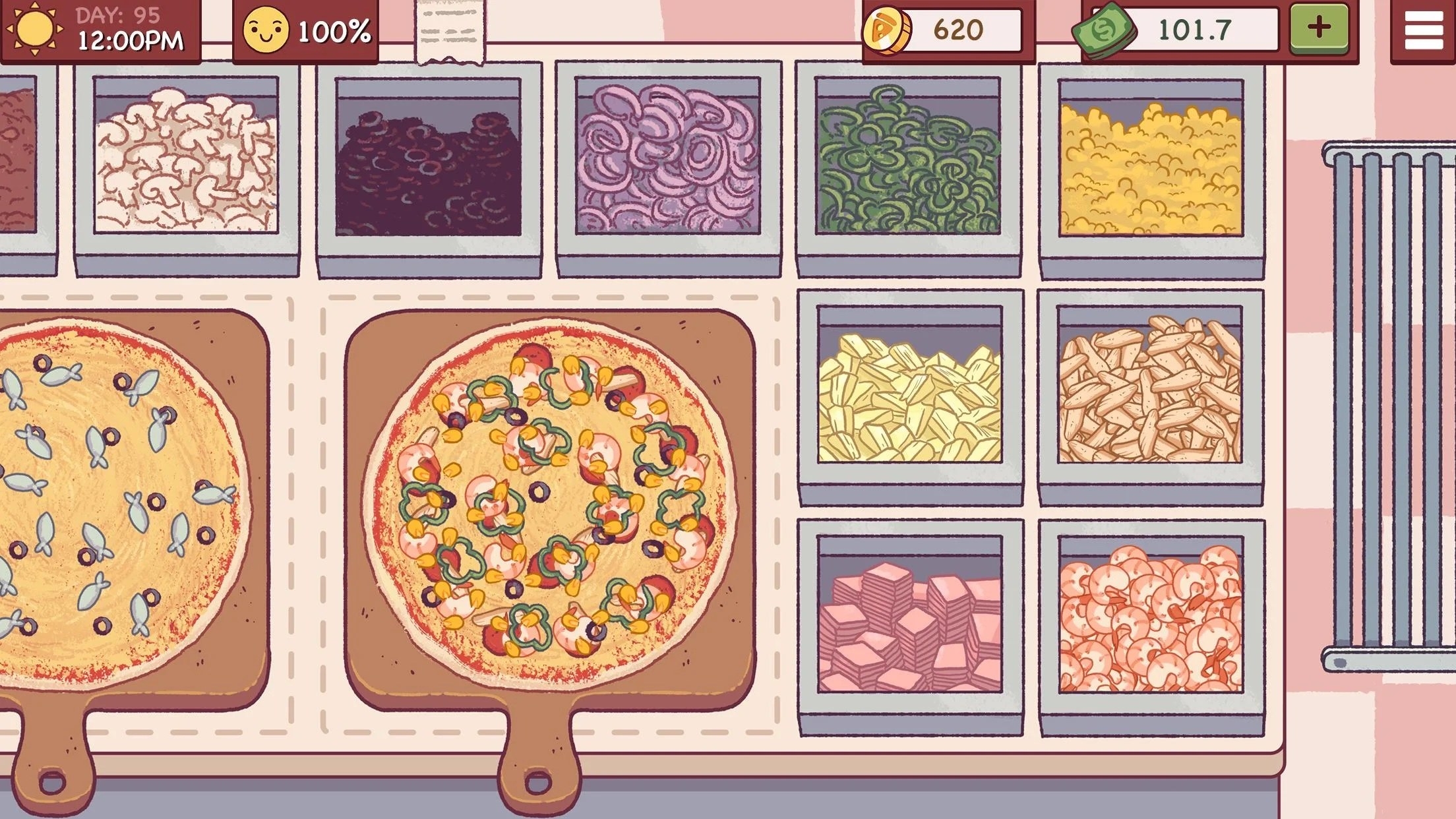 a screenshot of making a pizza in the game