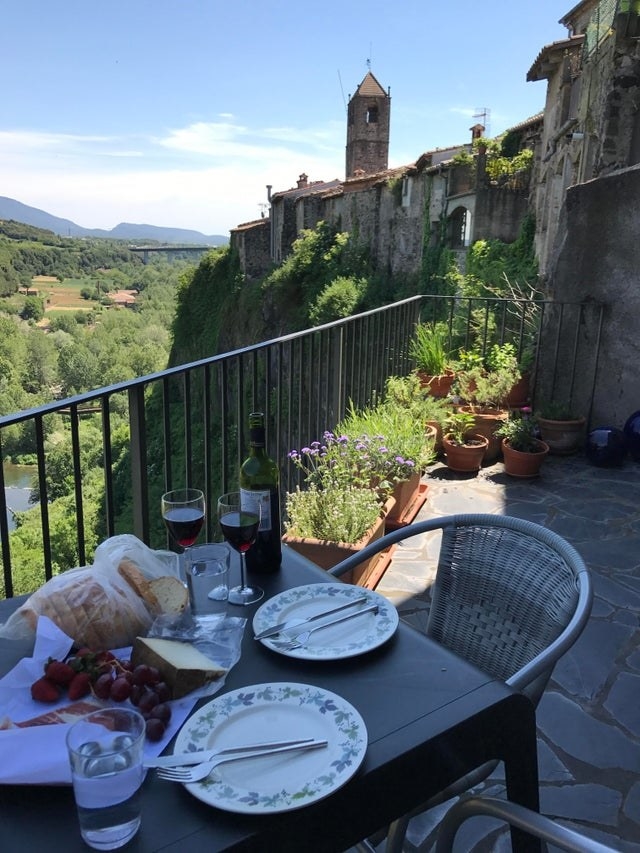 Cheese and meats on a balcony in Catalonia, Spain