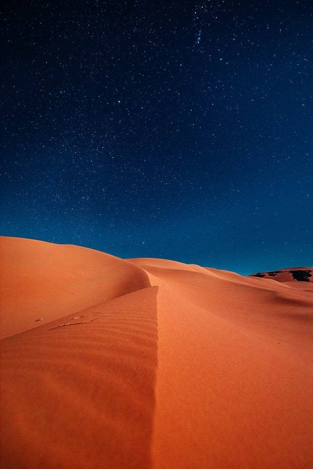 Night time in the Algerian Sahara Desert