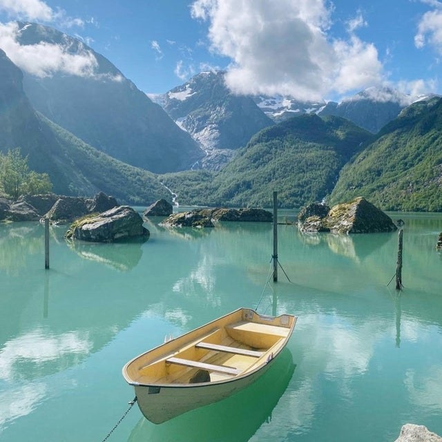 A glacial lake in Mauranger, Norway